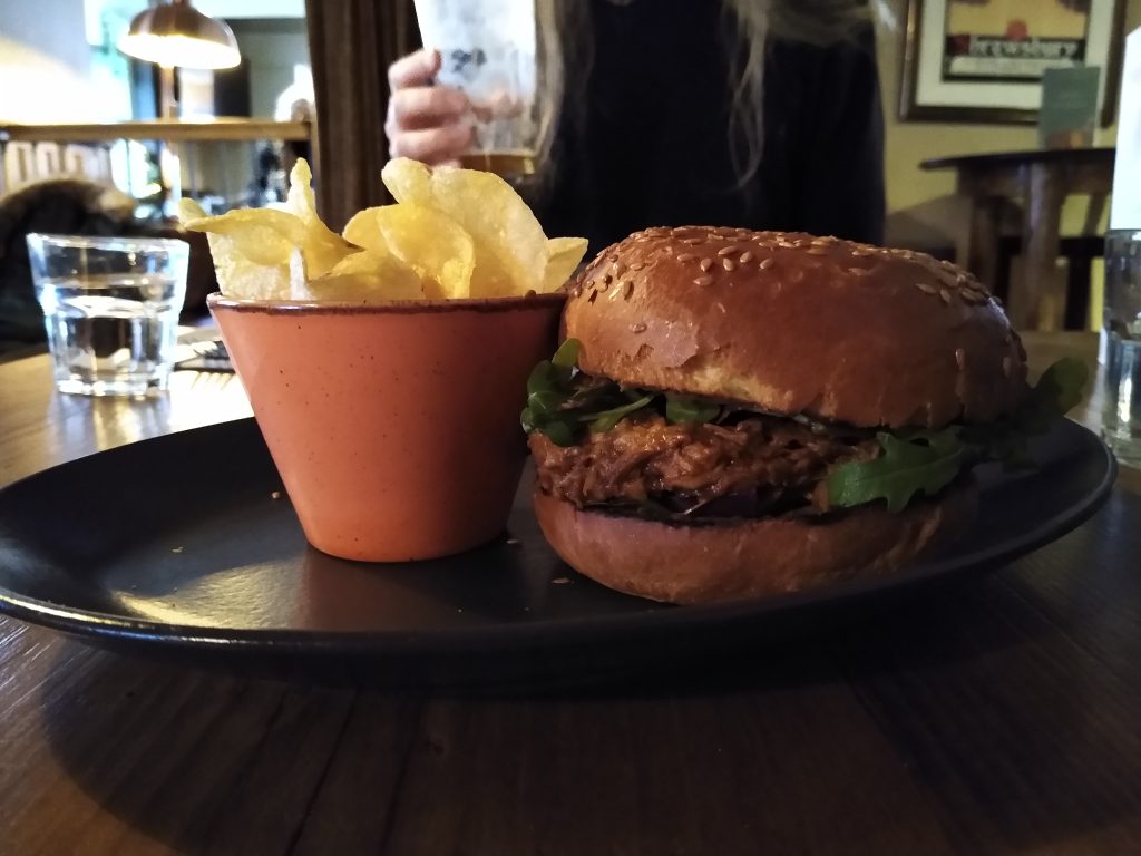 Excellent pulled pork sandwich at the Loopy Shrew, Shrewsbury
