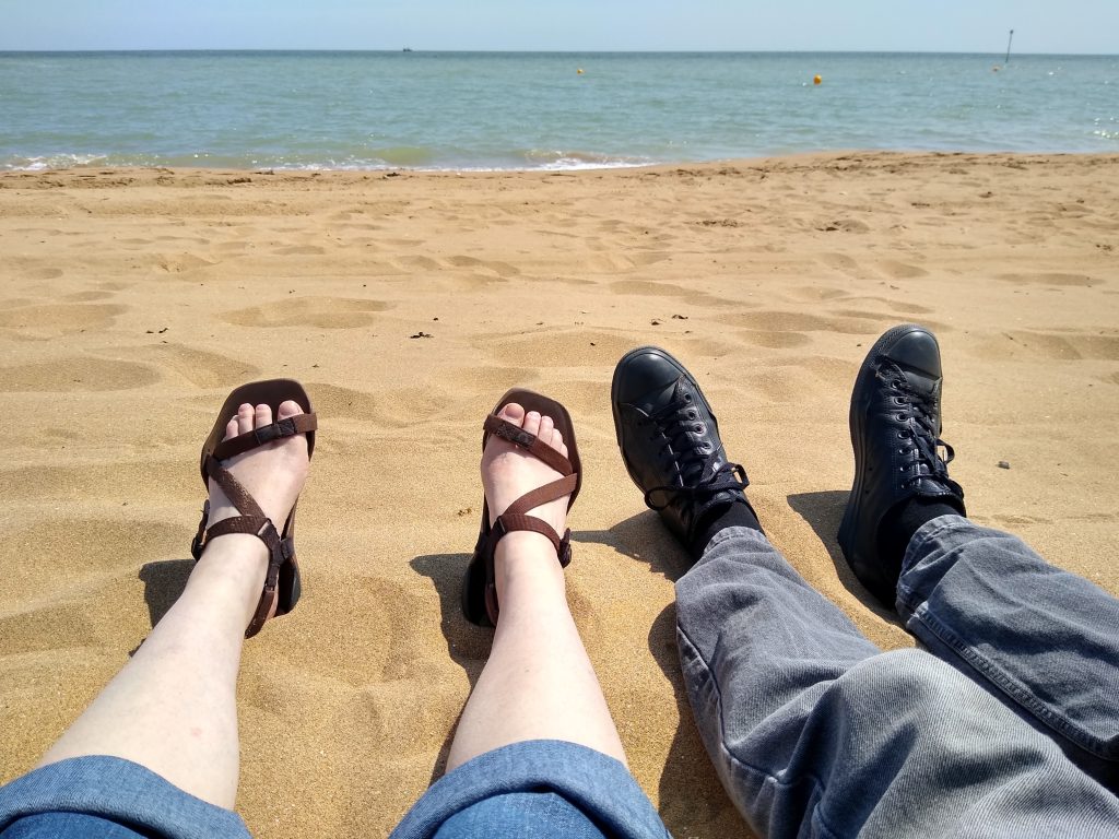 Little Joys: our feet side by side on the beach