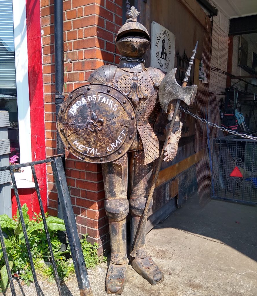 Little Joys: suit of armour outside Broadstairs Metal Craft