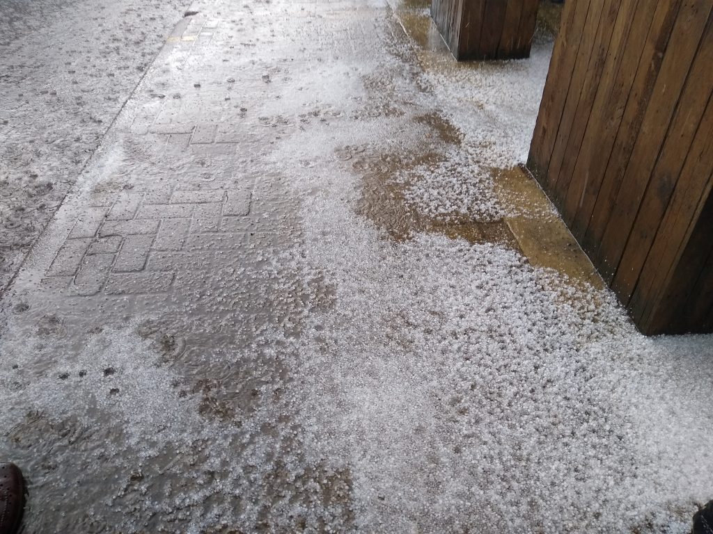 Little Joys: hailstones lying in swathes on the pavement